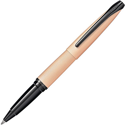 Ручка-роллер "Cross ATX Brushed Rose Gold" 0.7 мм, розовое золото, черный, стерж. черный