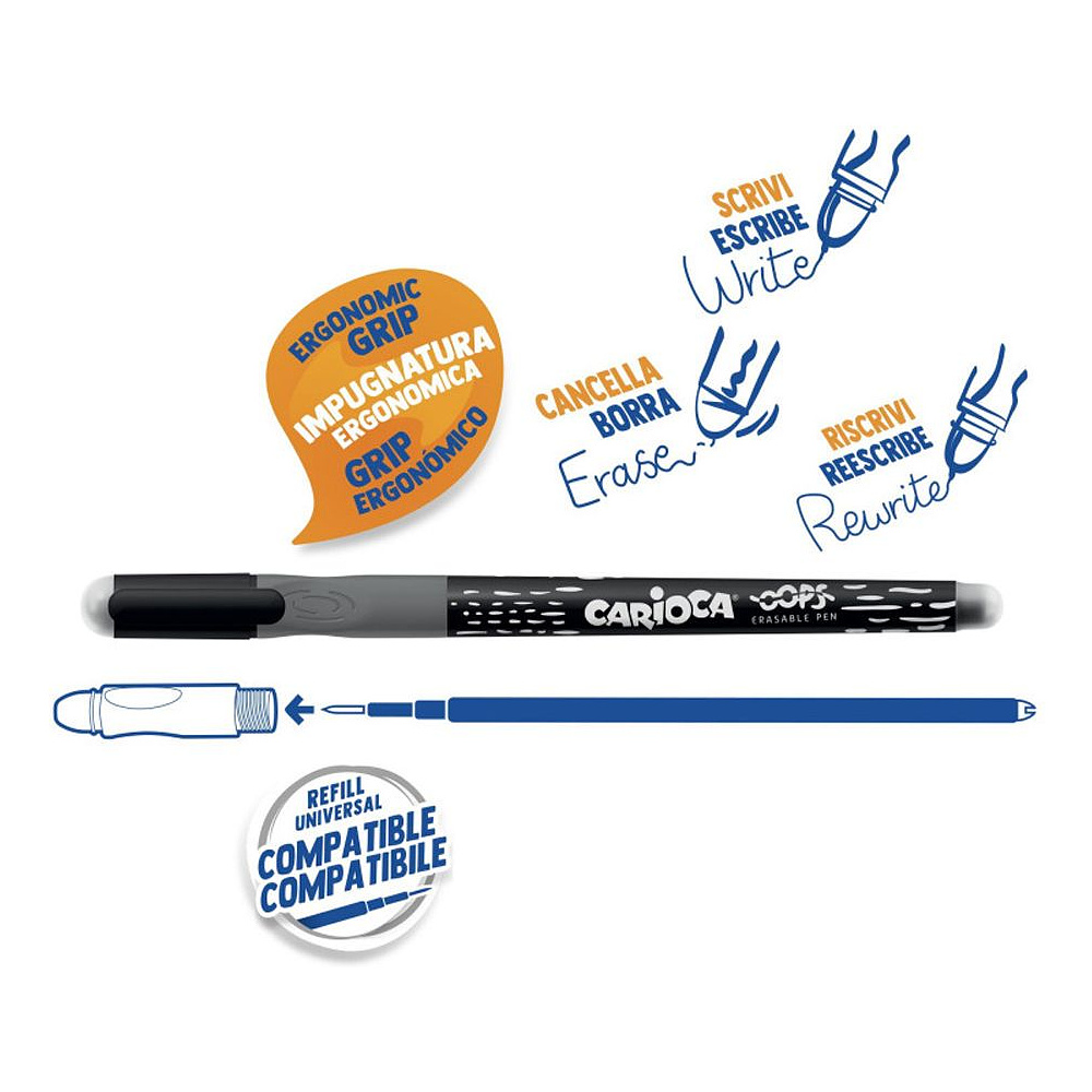 Ручка капиллярная-гелевая "Oops", 0.7 мм, черный, стерж. черный - 2