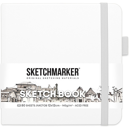 Скетчбук "Sketchmarker", 12x12 см, 140 г/м2, 80 листов, белый