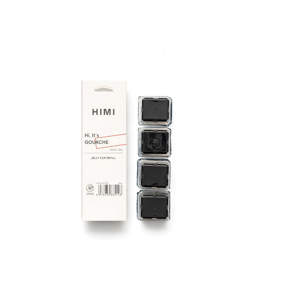 Краски гуашевые "Himi Jelly Cup", чёрный, набор  рефилов 4 шт., 30 мл.