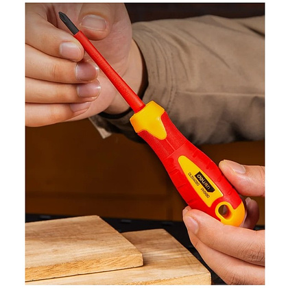 Отвертка диэлектрическая Deli YS EDL5140800, PH1х80 мм, желтый, красный - 4