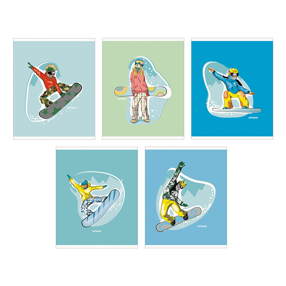 Тетрадь "Snowboarding", А5, 48 листов, линейка, ассорти