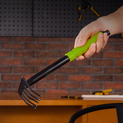 Грабли садовые Deli GS EDL580813, 310 мм, противоскользящая рукоятка, черный, зеленый - 4