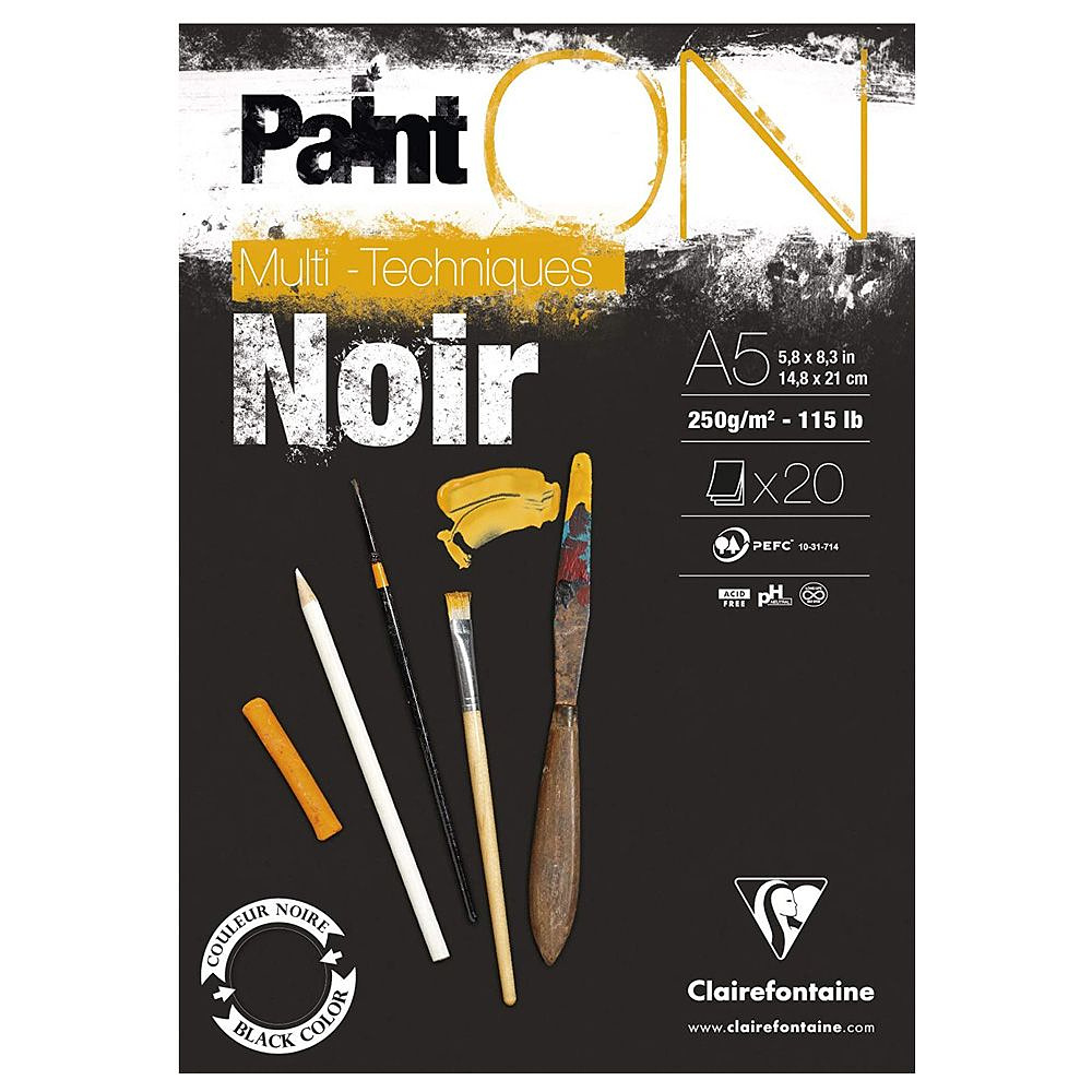 Блок-склейка "Paint'On" Noir, А5, 250 г/м2, 20 листов