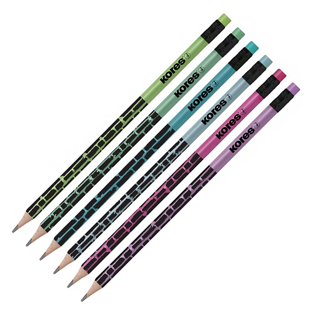 Карандаш простой "Grafitos Style Cracked", НВ, с ластиком, ассорти