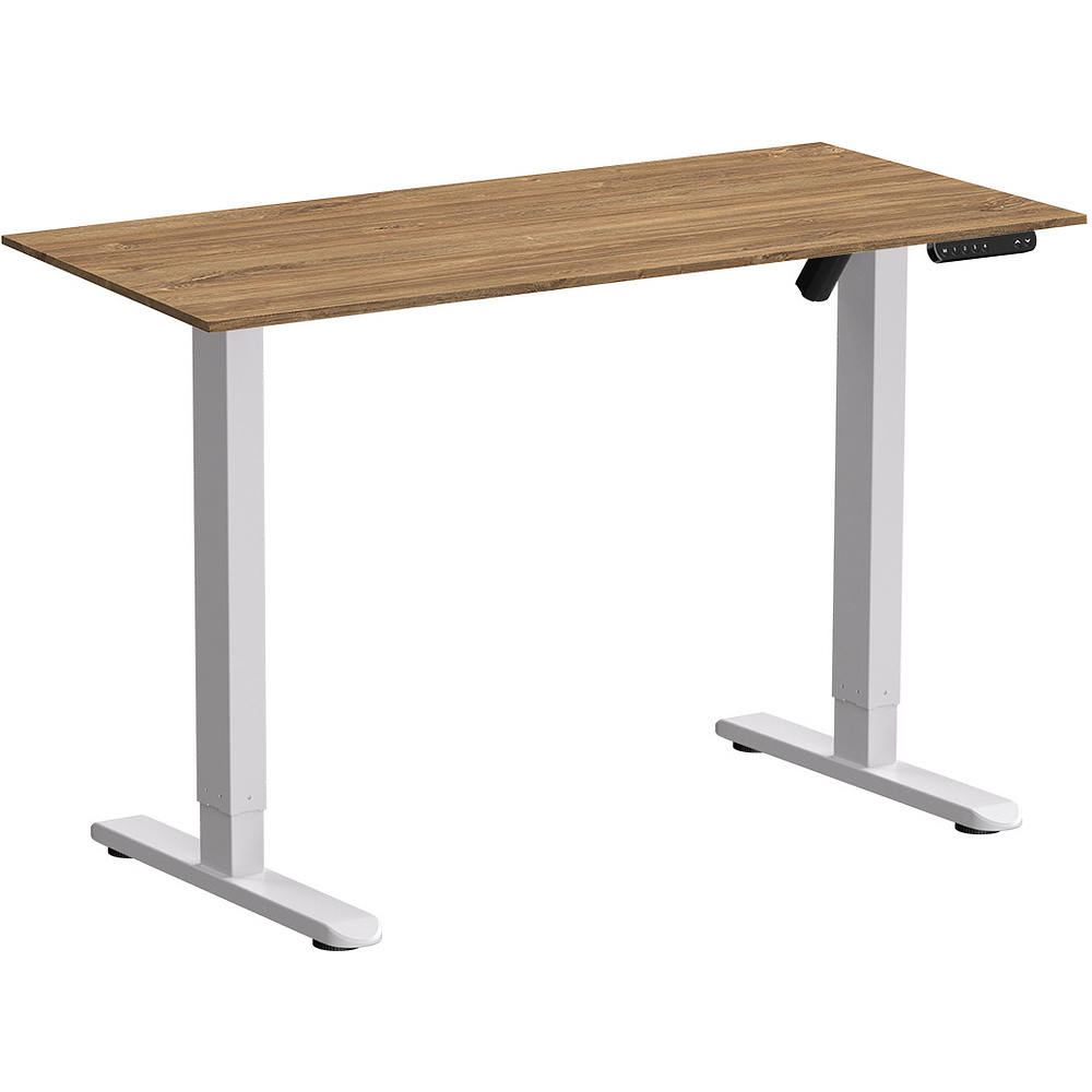 Стол с электроприводом WellDesk Basic 1300x675х18 белый/дуб канзас коричневый (9191460+9072451)