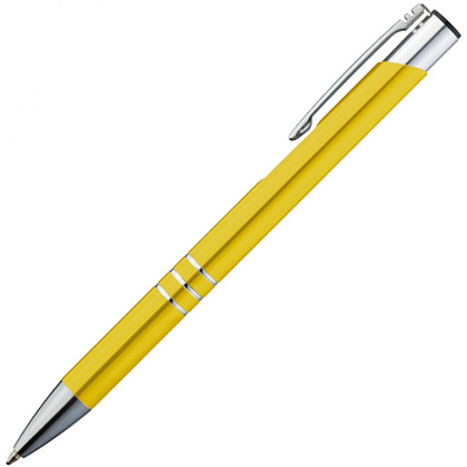 Ручка шариковая автоматическая "Ascot", 0.7 мм, желтый, серебристый, стерж. синий