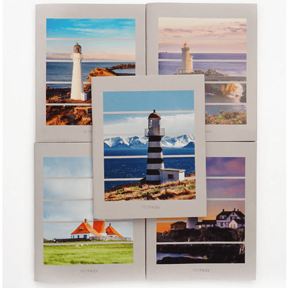 Тетрадь "Маяки", А5, 96 листов, клетка, скоба сбоку, ассорти - 5