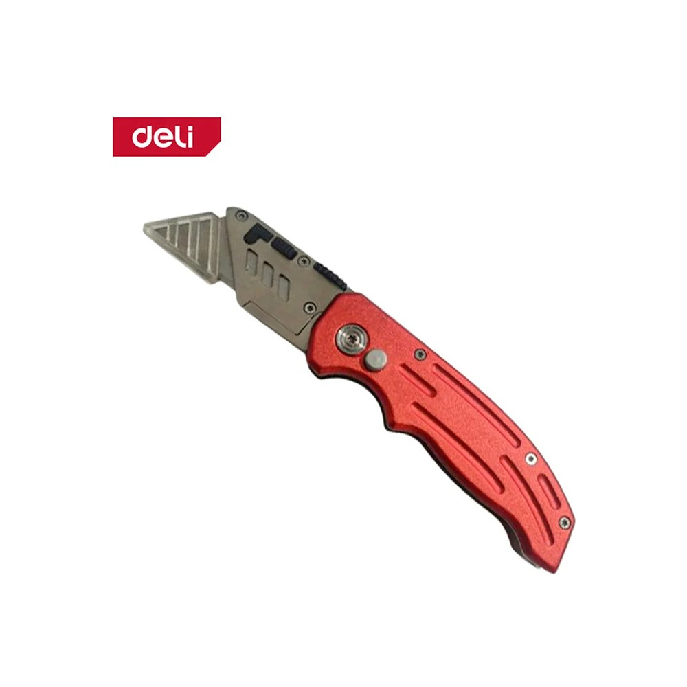 Нож строительный складной Deli RS EDL040, трапеция, 19T, красный - 15