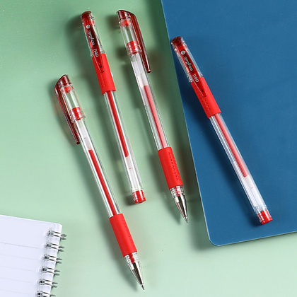 Ручка гелевая "Go Glide", 0.5 мм, прозрачный, стерж. красный - 3