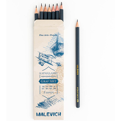 Набор чернографитных карандашей Малевичъ "Graf'Art", 8 шт. - 3