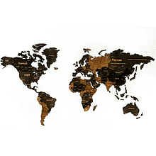 Пазл деревянный "Карта мира" многоуровневый на стену