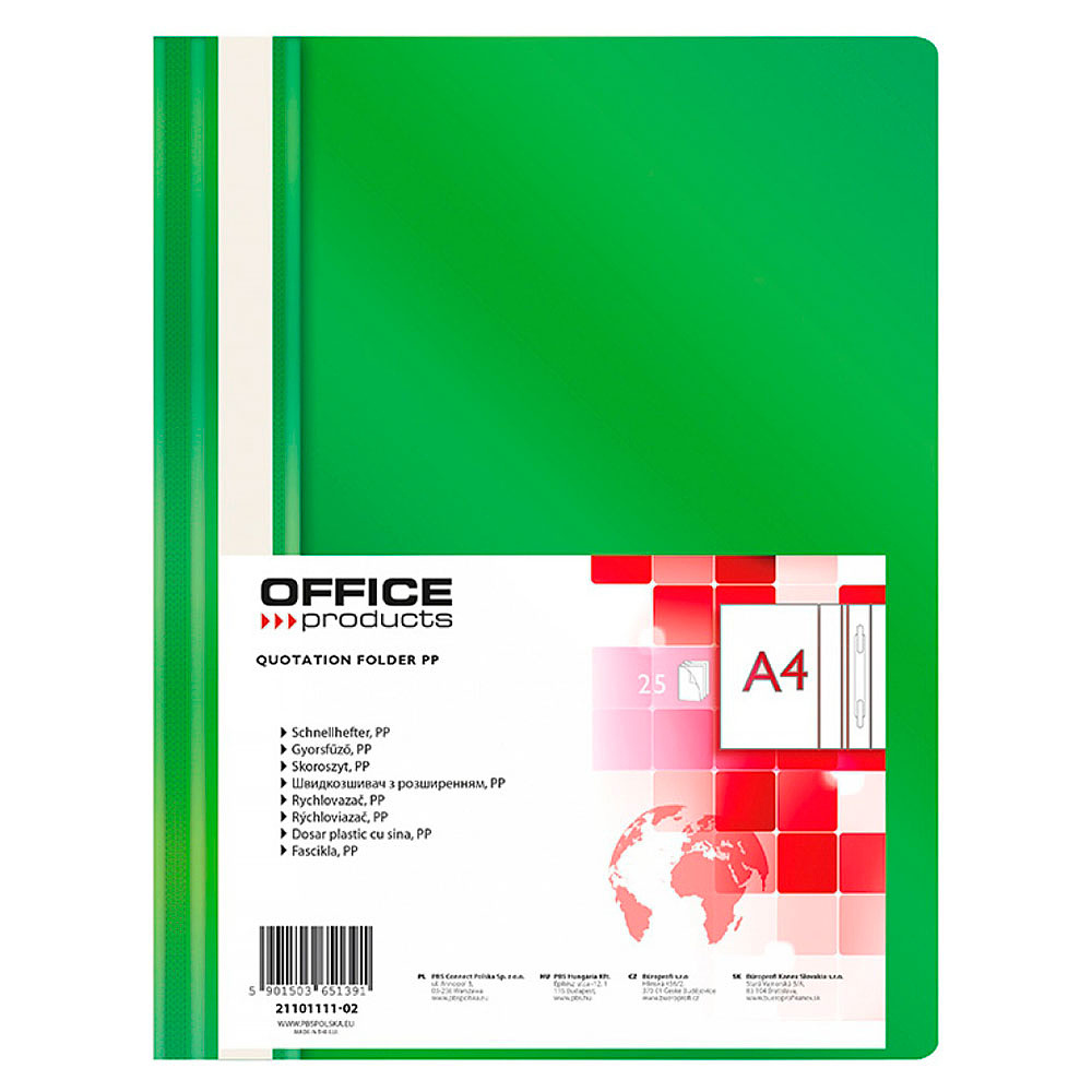 Папка скоросшиватель "Office Products", А4, зеленый