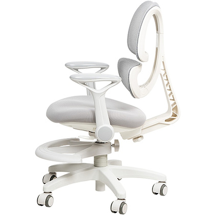 Кресло детское Ergosmart Antey, ткань, пластик, корпус белый, подставка для ног, с чехлом розовым, серый - 12