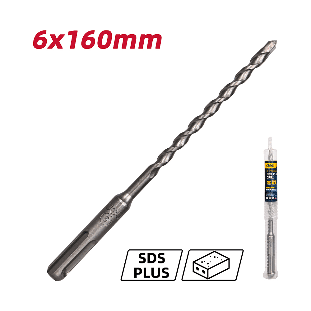 Бур по бетону Deli YS EDH-Y06160, 6 x 160 мм, SDS-PLUS - 3