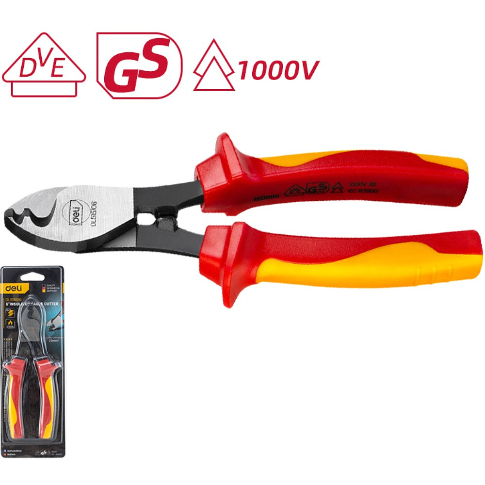 Кабелерез диэлектрический Deli YS EDL515106, 160 мм, красный, желтый - 2