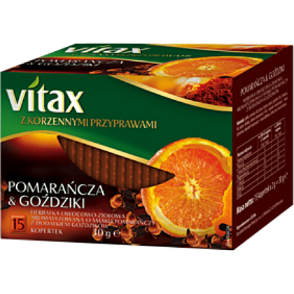 Чай "Vitax", 15 пакетиков x2 г, фруктовый, со вкусом апельсина и гвоздики