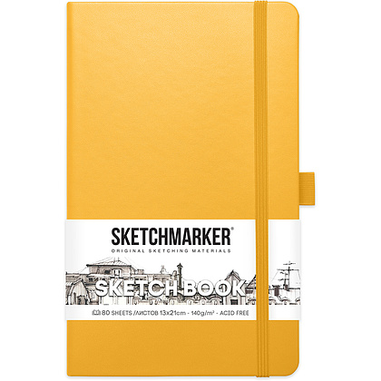 Скетчбук "Sketchmarker", 13x21 см, 140 г/м2, 80 листов, желтый