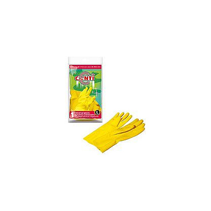 Перчатки резиновые хозяйственные прочные "York Centi", L, желтый