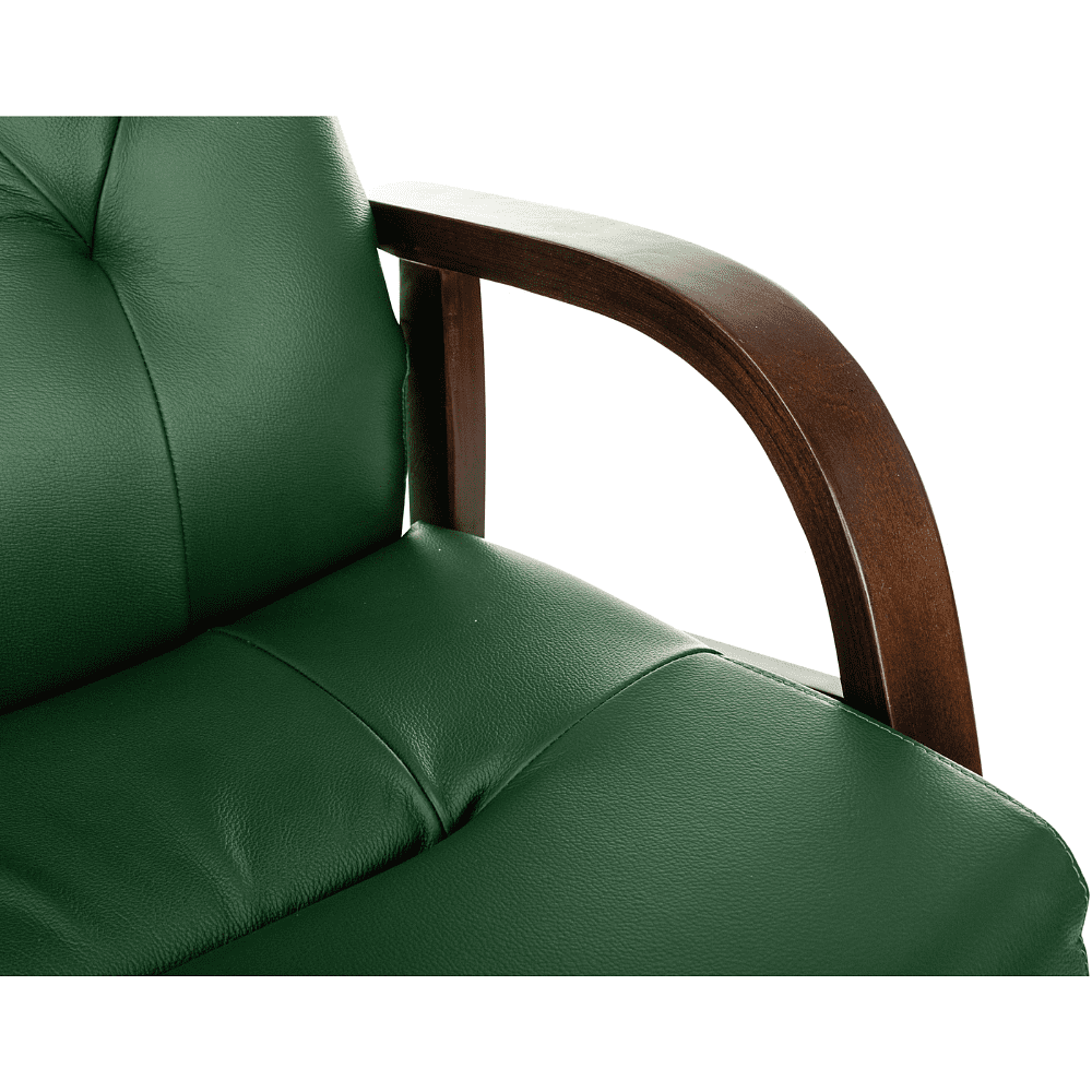 Кресло Бюрократ T-9928WALNUT-CF, натуральная  кожа, зеленый, каркас дерево  - 7