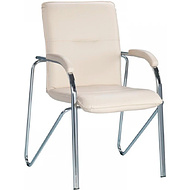 Кресло для посетителей SitUp Samba Chrome, экокожа крем
