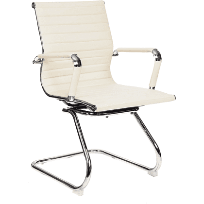 Кресло на полозьях "Бюрократ CH-883-LOW-V", экокожа, слоновая кость, металл хром - 3