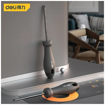 Отвертка Deli HS EHT1203, PH0х75 мм, Soft Touch, черный - 3