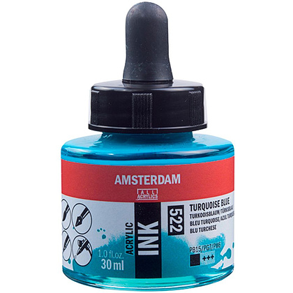 Жидкий акрил "Amsterdam", 522 бирюзовый синий, 30 мл