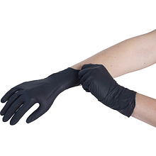 Перчатки нитриловые неопудренные одноразовые BVB, р-р M, 100 шт/упак, черный