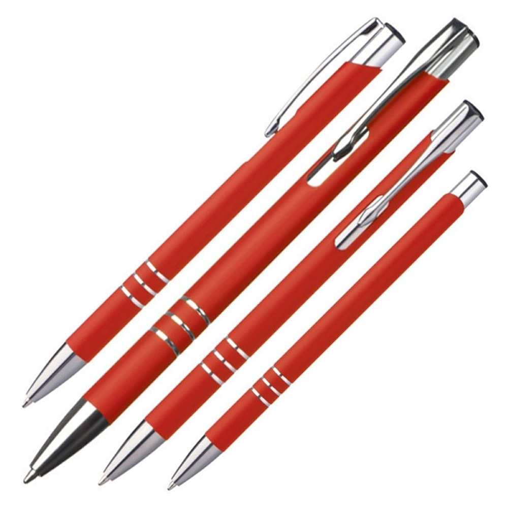 Ручка шариковая автоматическая "New Jersey", 0.7 мм, красный, серебристый, стерж. синий - 5