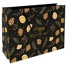 Пакет бумажный подарочный "Шишки", 36х26х12 см