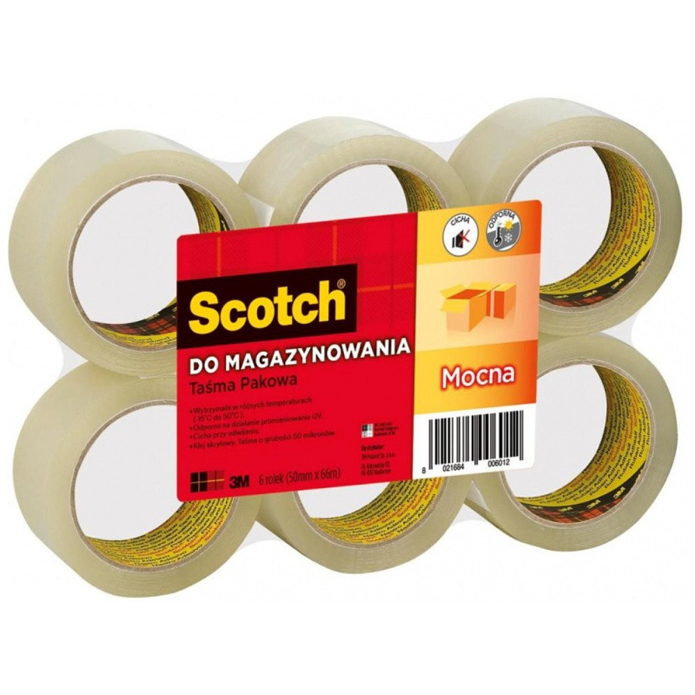 Клейкая лента упаковочная прозрачная "3M Scotch Прочная", 50x66 мм/м - 4