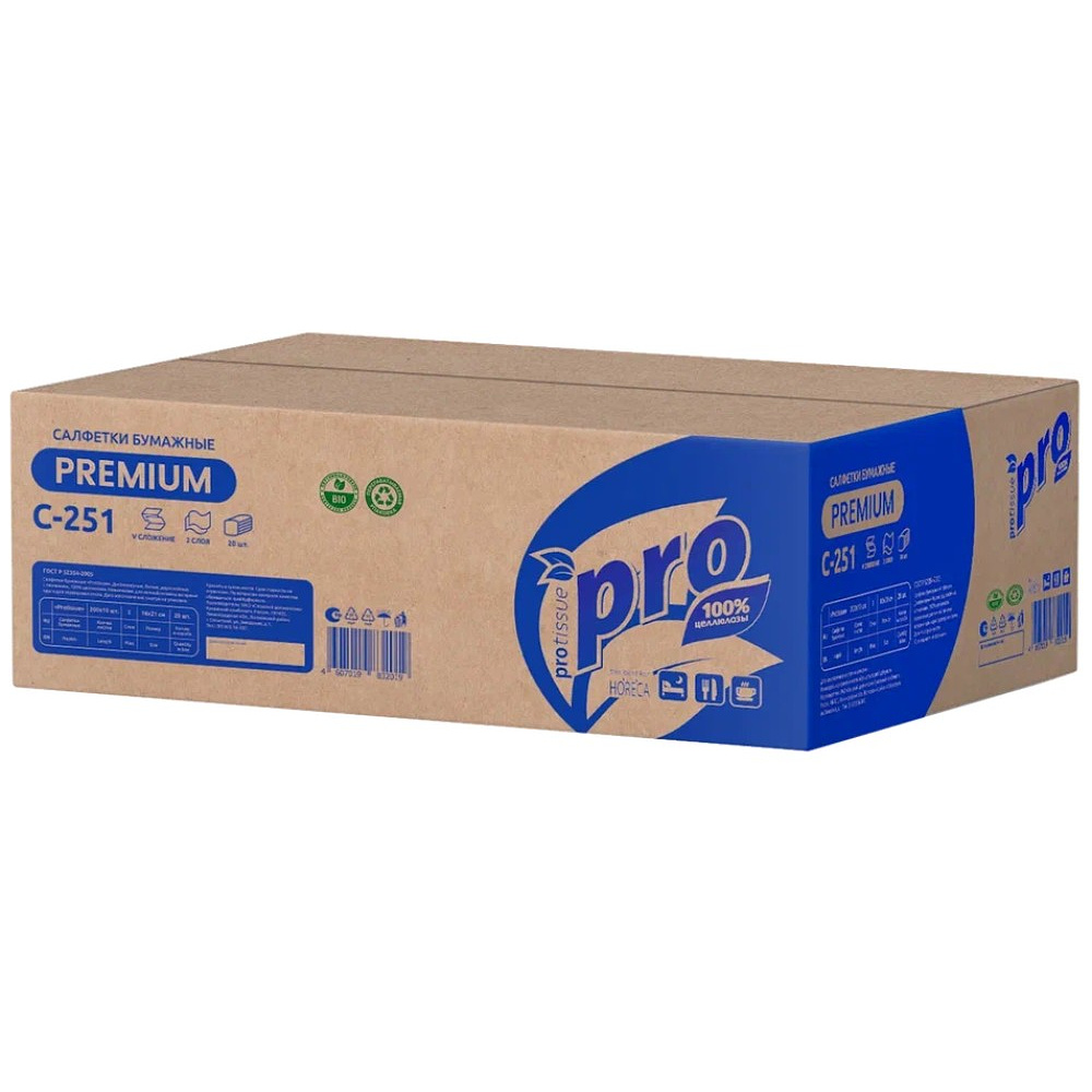 Салфетки бумажные PROtissue, 16х21см, 2 слоя, белый, 200 листов, 100% целлюлоза - 4