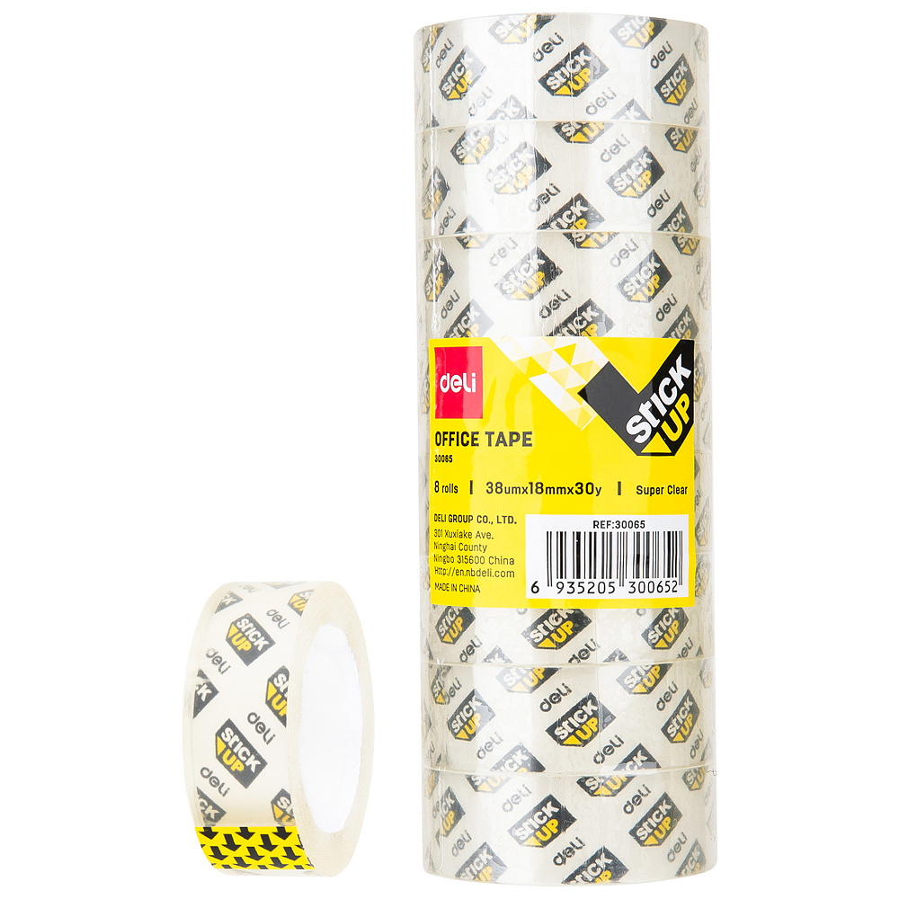Клейкая лента прозрачная "Deli", 8 штук, 18x27.4 мм/м