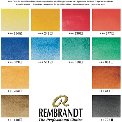 Набор красок акварельных "Rembrandt", 12 цветов - 2
