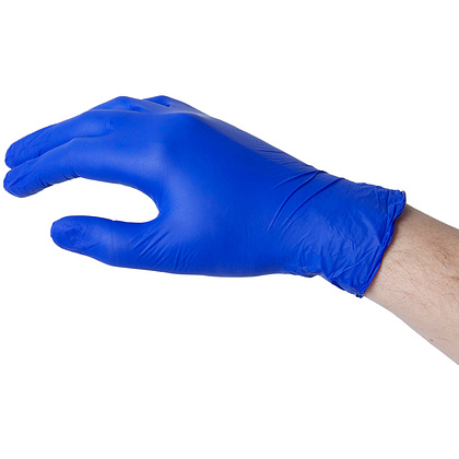 Перчатки нитриловые неопудренные одноразовые "Zaubex", р-р M, 200 шт/упак, голубой - 2