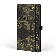 Блокнот "Total Black goldfish gold", А5, 96 листов, на резинке, черный, золотистый, срез черный