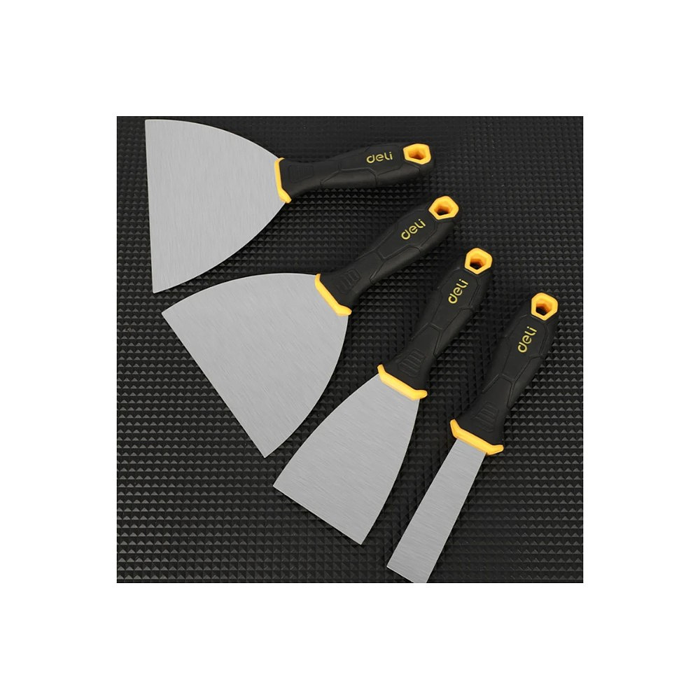 Шпатель нержавеющий Deli YS EDL-HD2-5, 63 мм, ручка 2K, черный, желтый - 7