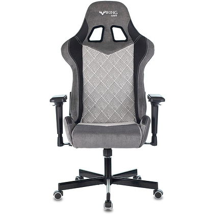 Кресло игровое "Zombie VIKING 7 KNIGHT Fabric", ткань, экокожа, металл, серый - 7