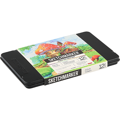 Цветные карандаши акварельные "Sketchmarker Основные цвета", набор 12 цветов, жестяной пенал - 3