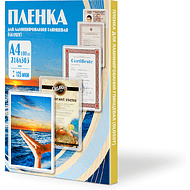 Пленка для ламинирования, А4, 125 мкм, 100 шт, глянцевая 