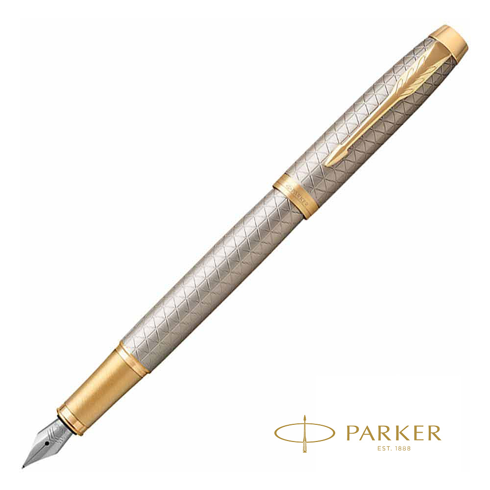 Ручка перьевая "Parker IM Warm Silver GT", F, серебристый, золотистый, патрон синий