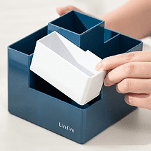 Подставка для канцелярских мелочей Deli "EZ2072", 120x120x123 мм, темно-синий