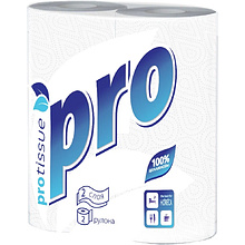 Полотенца бумажные PROtissue, 15м, 2 слоя, 2 рул, 100% целлюлоза