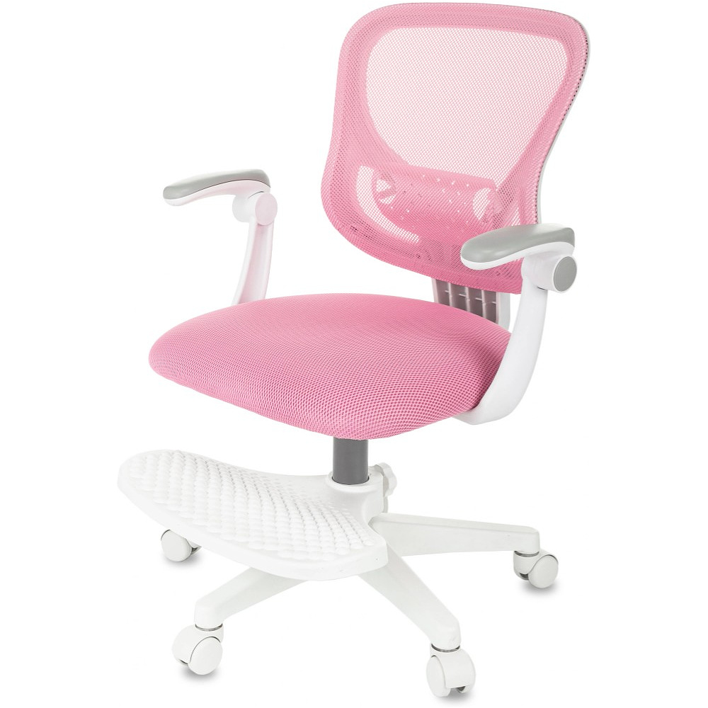 Кресло детское Бюрократ Burokids 3, сетка, ткань, пластик, корпус белый, подставка для ног, розовый - 8