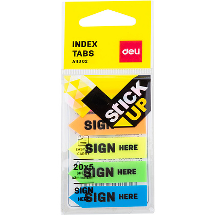 Закладки клейкие "Deli", 44x12 мм, 100 шт, ассорти