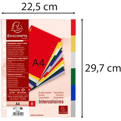 Разделитель "Exacompta economy", A4, 6 делений, ассорти - 2