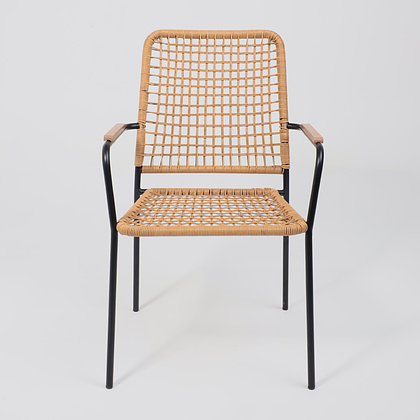 Кресло садовое AksHome BERGAMO, PE искусственный ротанг, черный, коричневый - 6