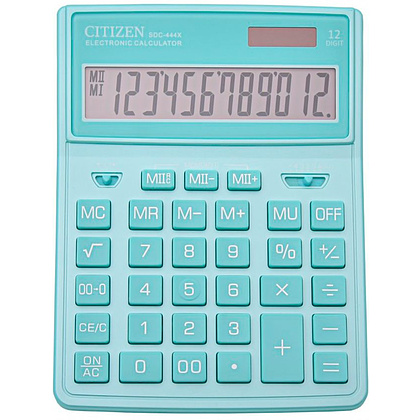 Калькулятор настольный CITIZEN "SDC-444 XRGNE", 12-разрядный, бирюзовый - 4
