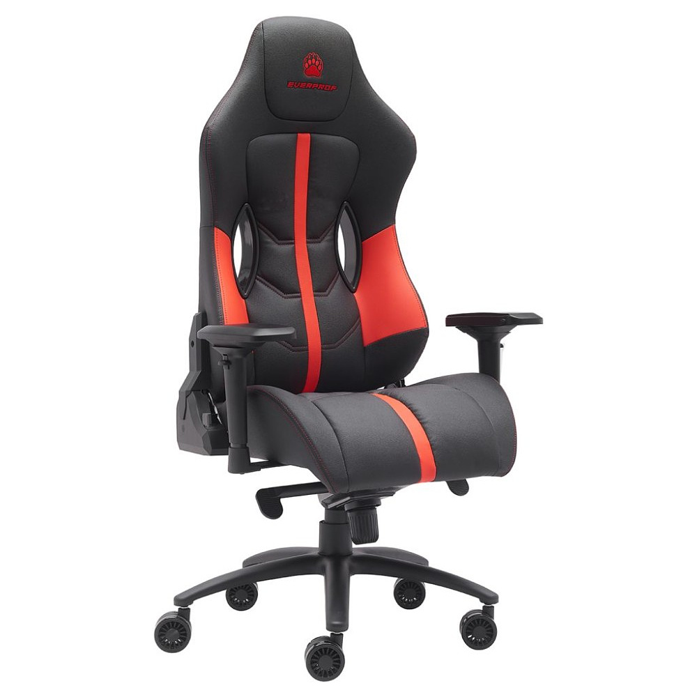 Кресло игровое EVERPROF "Jaguar", экокожа, металл, черный, красный